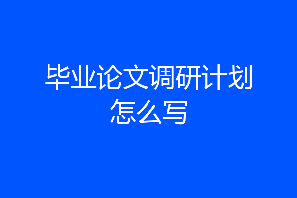 毕业论文调研计划怎么写