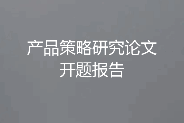 产品策略研究论文开题报告