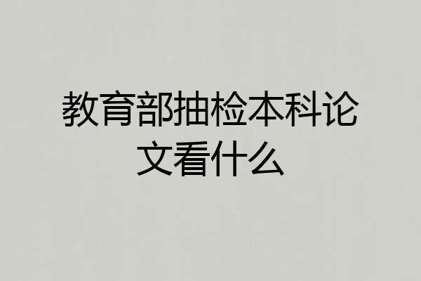 教育部抽检本科论文看什么
