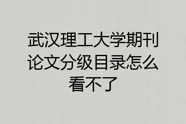 武汉理工大学期刊论文分级目录怎么看不了