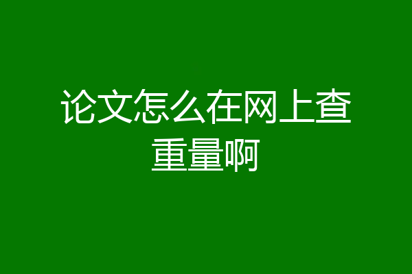 论文怎么在网上查重量啊