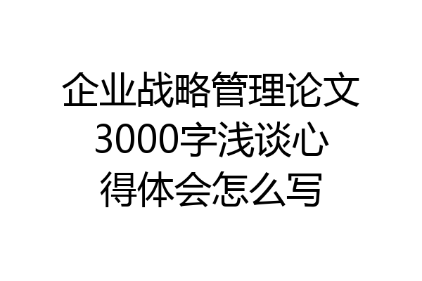 企业战略管理论文3000字浅谈心得体会怎么写