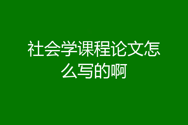 社会学课程论文怎么写的啊