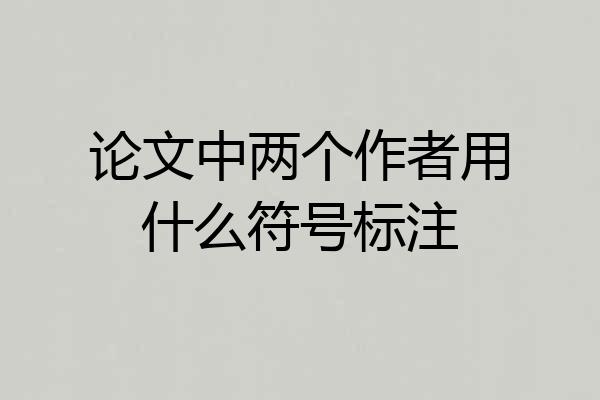 论文中两个作者用什么符号标注