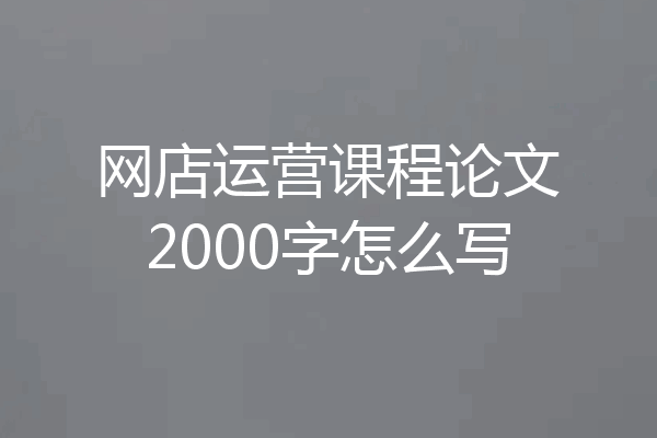 网店运营课程论文2000字怎么写