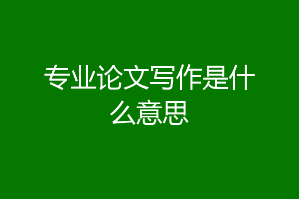 专业论文写作是什么意思
