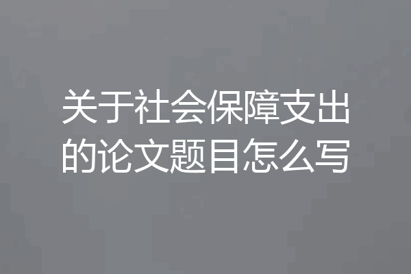 关于社会保障支出的论文题目怎么写