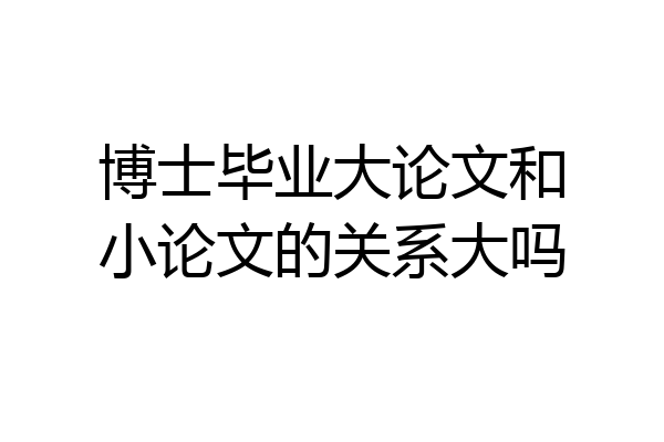 博士毕业大论文和小论文的关系大吗