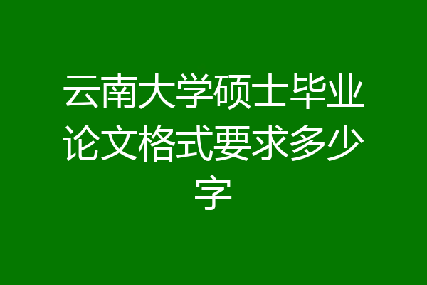 云南大学硕士毕业论文格式要求多少字