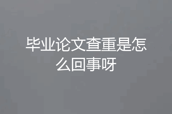 毕业论文查重是怎么回事呀
