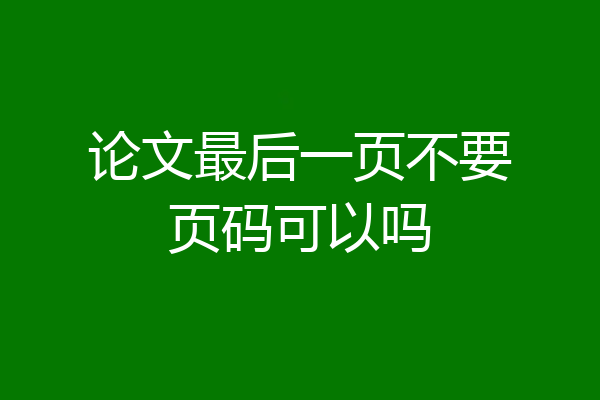 论文最后一页不要页码可以吗