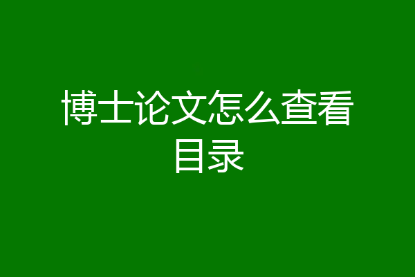 博士论文怎么查看目录