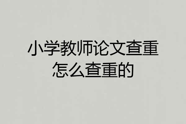 小学教师论文查重怎么查重的