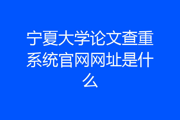 宁夏大学论文查重系统官网网址是什么