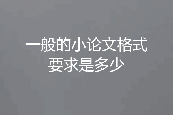 一般的小论文格式要求是多少