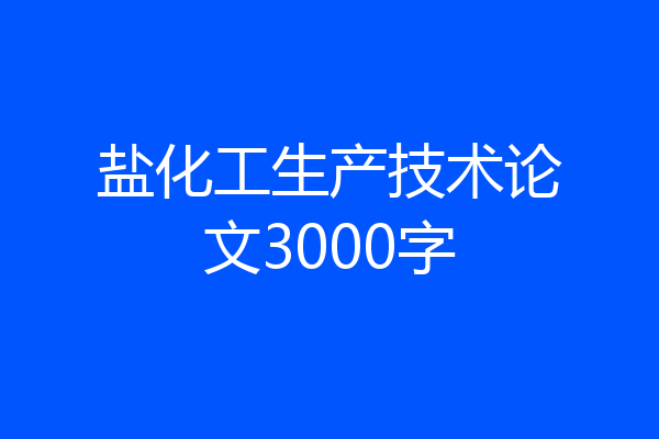 盐化工生产技术论文3000字