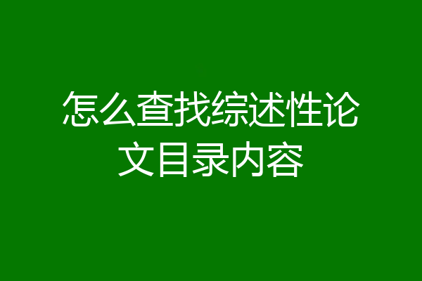 怎么查找综述性论文目录内容