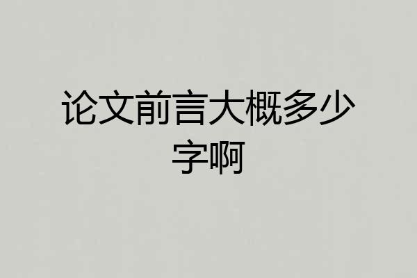 论文前言大概多少字啊