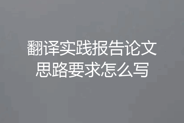 翻译实践报告论文思路要求怎么写