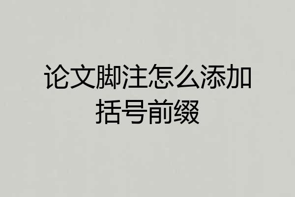 论文脚注怎么添加括号前缀