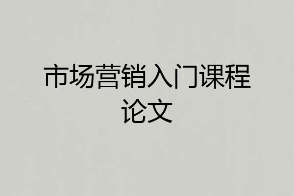 市场营销入门课程论文