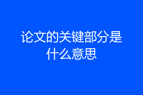 论文的关键部分是什么意思