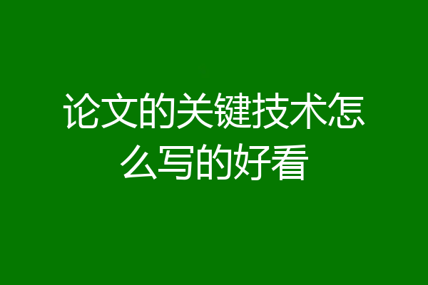 论文的关键技术怎么写的好看