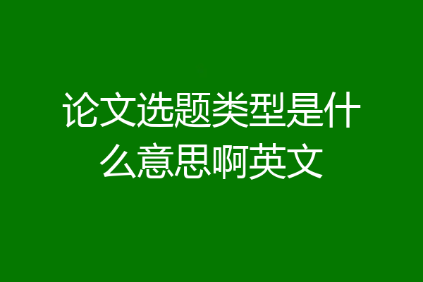 论文选题类型是什么意思啊英文