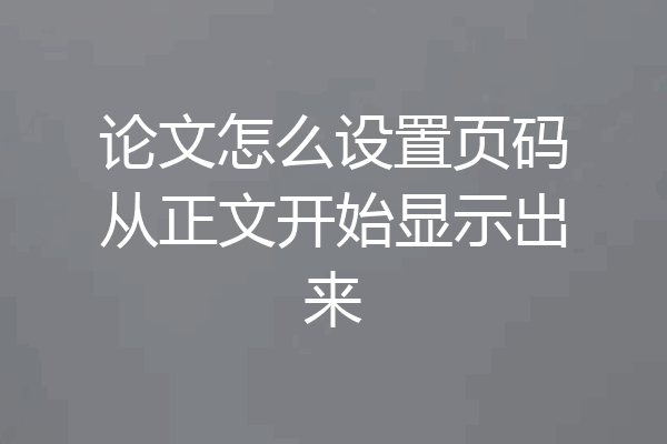 论文怎么设置页码从正文开始显示出来