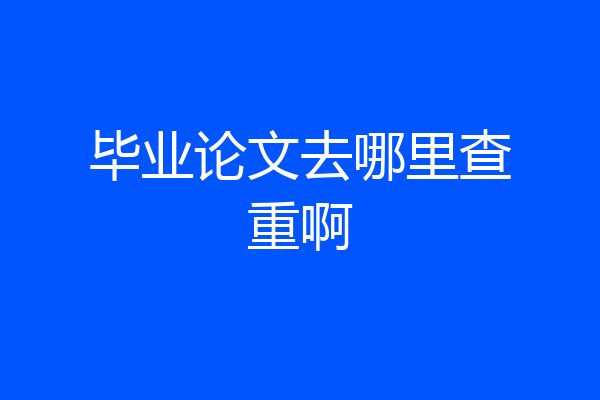 毕业论文去哪里查重啊