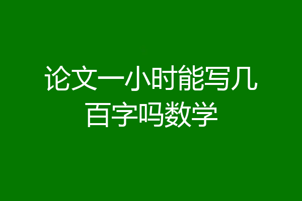 论文一小时能写几百字吗数学