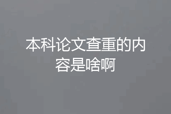 本科论文查重的内容是啥啊