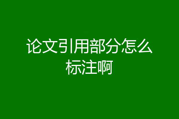 论文引用部分怎么标注啊