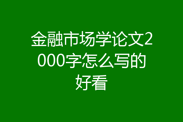 金融市场学论文2000字怎么写的好看