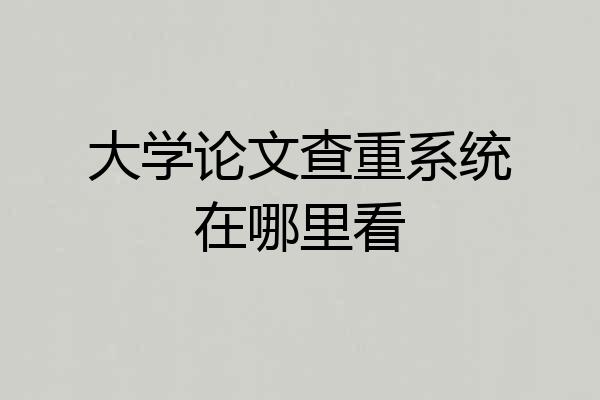 大学论文查重系统在哪里看