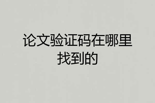 论文验证码在哪里找到的