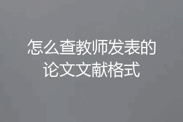 怎么查教师发表的论文文献格式