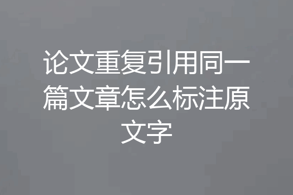 论文重复引用同一篇文章怎么标注原文字