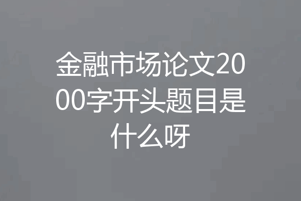 金融市场论文2000字开头题目是什么呀