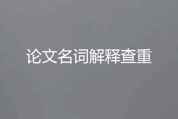 论文名词解释查重