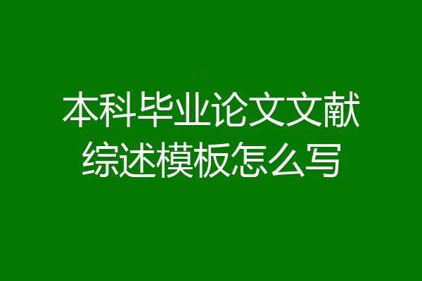 本科毕业论文文献综述模板怎么写