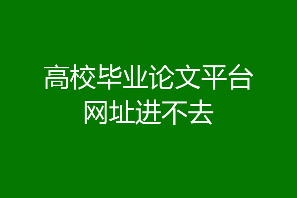 高校毕业论文平台网址进不去