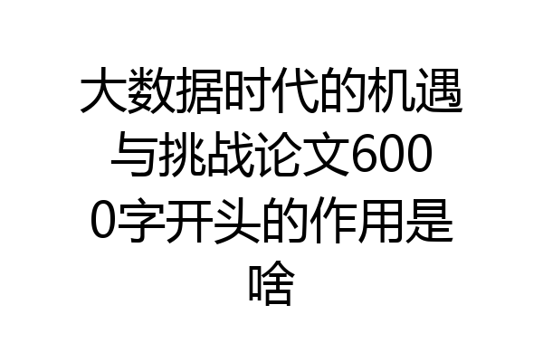 大数据时代的机遇与挑战论文6000字开头的作用是啥