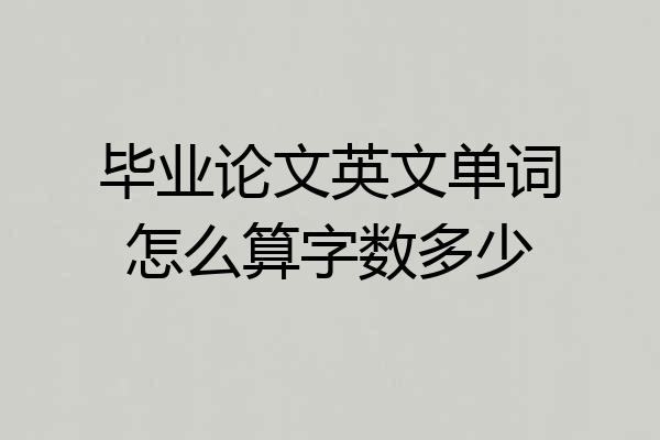 毕业论文英文单词怎么算字数多少