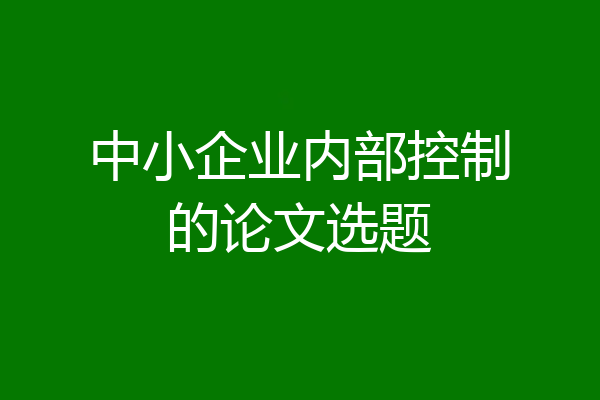 中小企业内部控制的论文选题