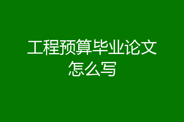 工程预算毕业论文怎么写