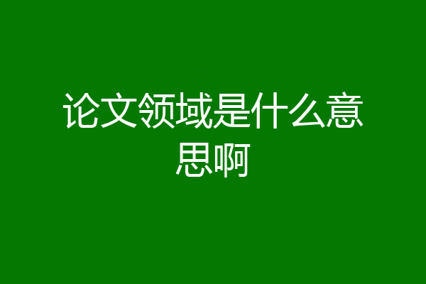 论文领域是什么意思啊