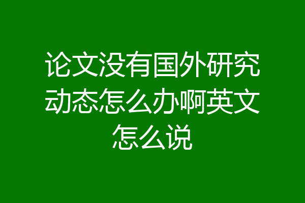 论文没有国外研究动态怎么办啊英文怎么说