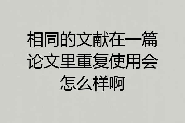 相同的文献在一篇论文里重复使用会怎么样啊