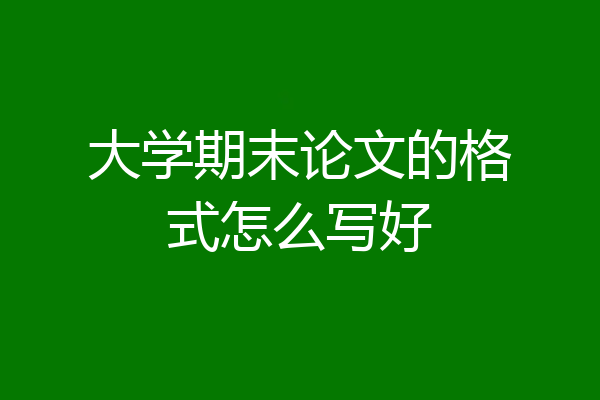 大学期末论文的格式怎么写好